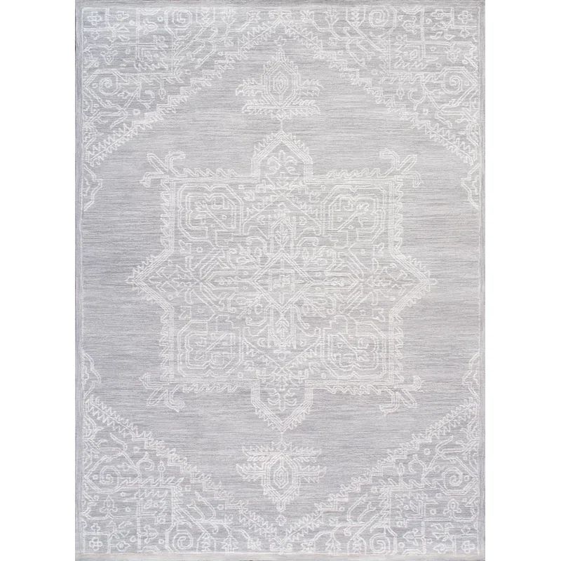Ivory Abstract Handmade Wool and Viscose Rug