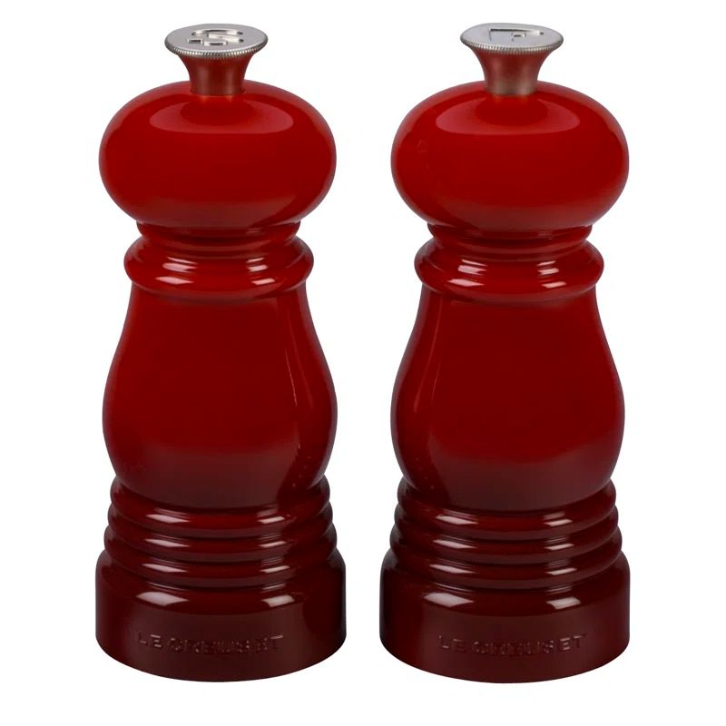 Cerise Red Plastic Salt and Pepper Mill Set, 5"