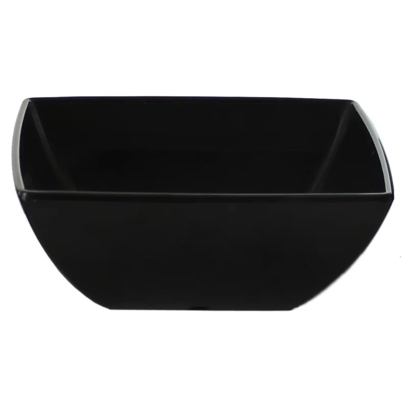 Black Square Melamine 8 oz Soup and Salad Bowls, Set of 12