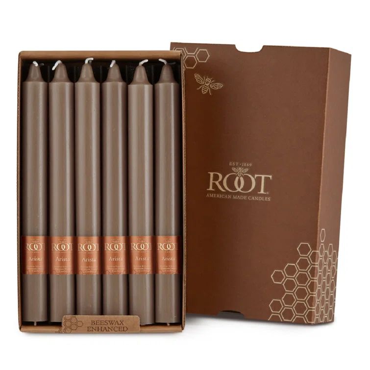 Portobello 9-Inch Unscented Dripless Beeswax Taper Candles, Set of 12