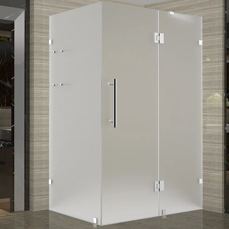 Avalux GS 37" x 72" Frameless Frosted Glass Hinged Shower Enclosure