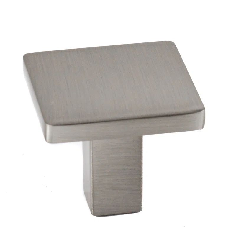 Brushed Nickel Modern Square Cabinet Knob with Mounting Hardware