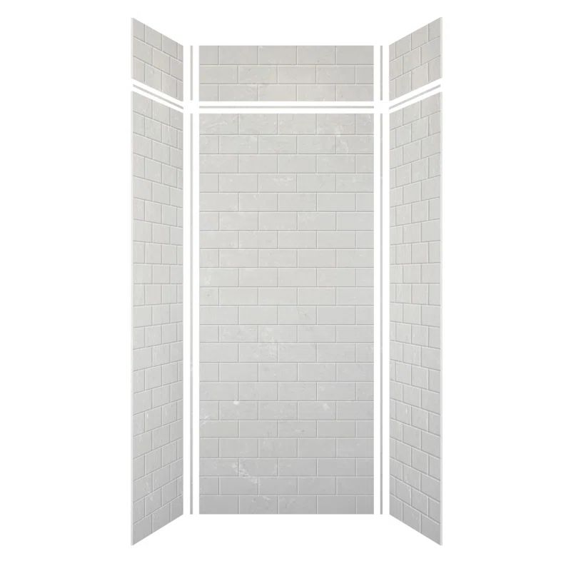 Lunar Gray Subway Tile 96" x 36" Shower Wall Kit