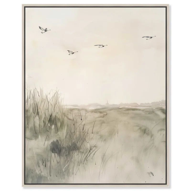 Gaviotas Silver Floater Frame Abstract Canvas Wall Art