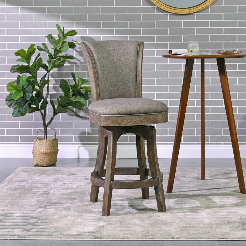 Henry Heathered Grey Oak 27" Swivel Counter Height Bar Stool
