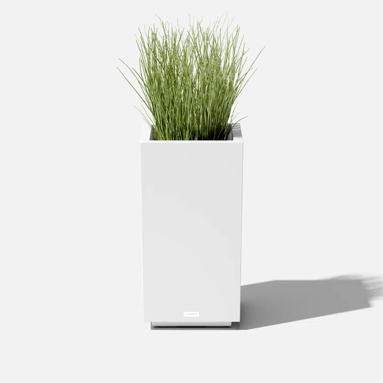 Veradek Block 13.5'' White Galvanized Steel Pedestal Planter