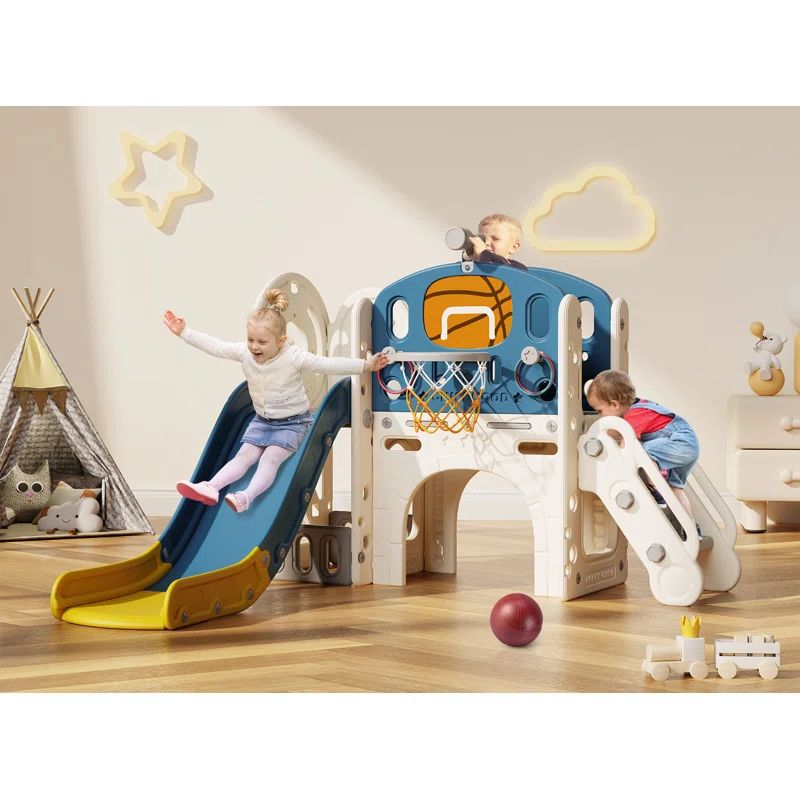 9-in-1 Toddler Playset with Slide, Basketball Hoop, and Telescope