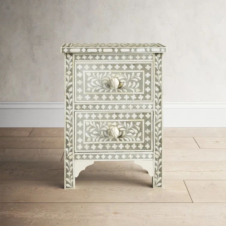 Vivienne Elegance Grey Bone Inlay and Mango Wood Accent Chest