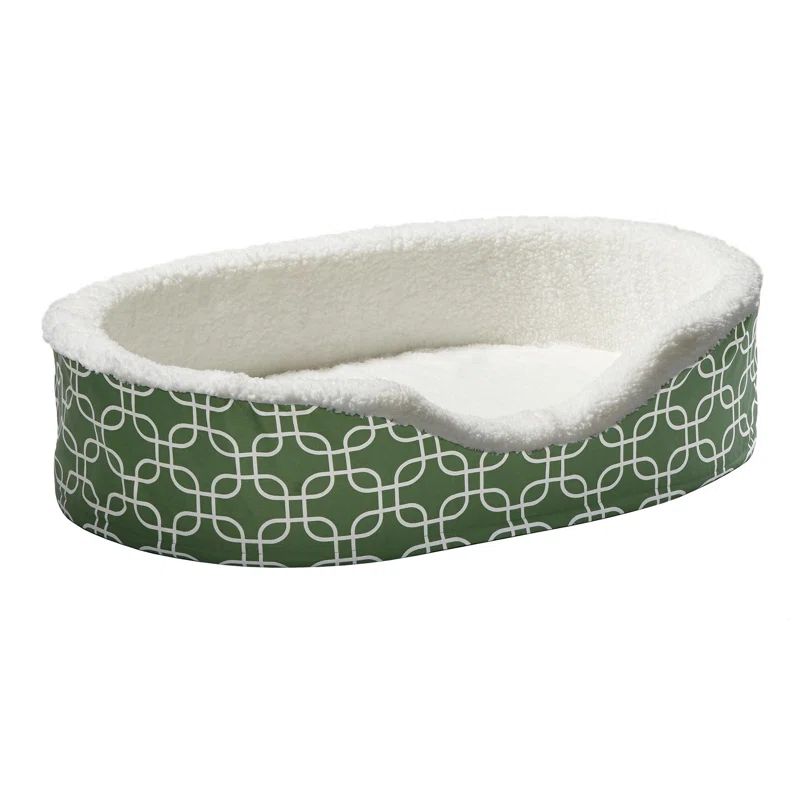 Green Orthopedic Egg-Crate Fleece Pet Bed for Medium Dogs