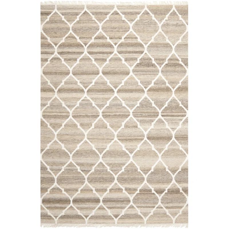 Gray and Ivory Handmade Wool and Viscose Area Rug, 2' x 3'