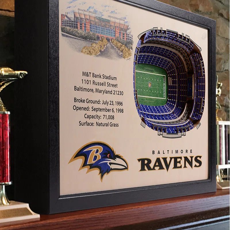 Baltimore Ravens 3D Stadium Wall Art with Dark Brown Frame
