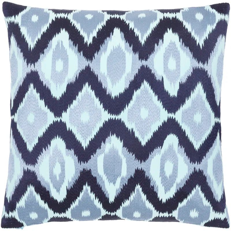 Pale Blue Embroidered Cotton Ikat Square Kids Pillow