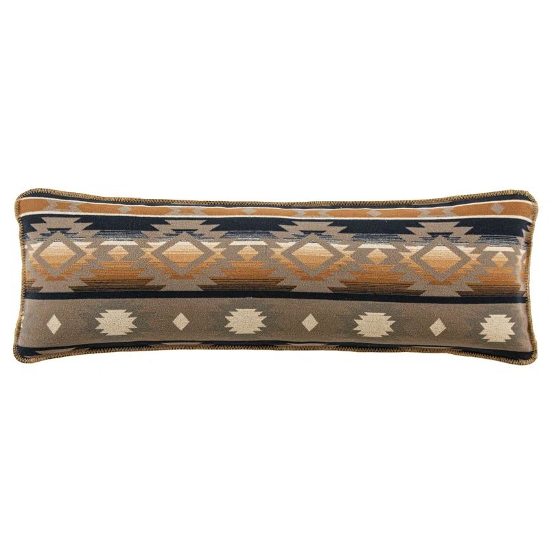 Taos Desert Aztec Motif Wool Blend Lumbar Pillow - Tan/Multi