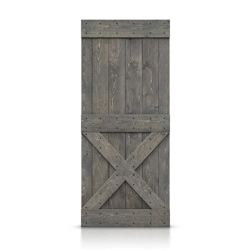 Calhome 36" x 84" Weather Gray Solid Knotty Pine Barn Door