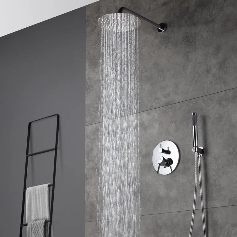 Chrome Dual Shower Head System with Handheld and Rain Shower