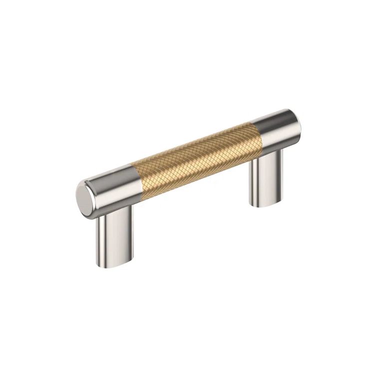 Polished Nickel and Black Bronze Cabinet Pull with Mounting Hardware
