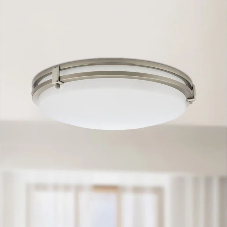 Saturn 12.56" Bronze and White Acrylic Flush Mount Light