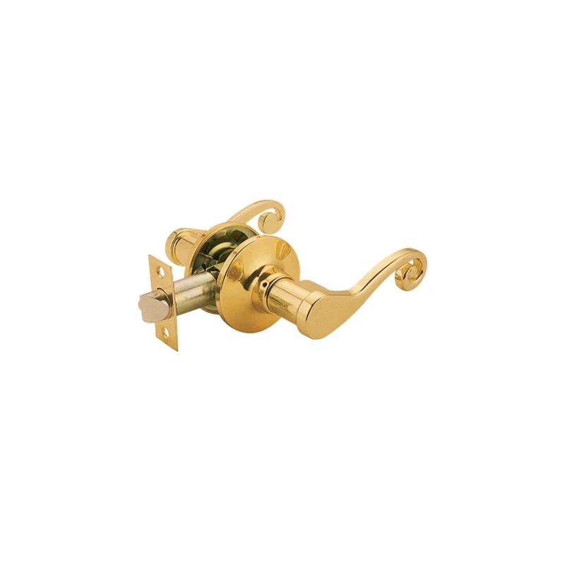 Polished Brass Scroll Lever Passage Lockset for Hall & Closet