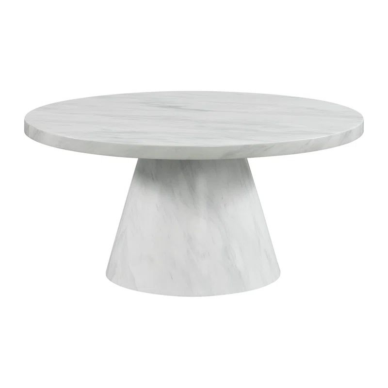 Bellini 36" White Marble Round Coffee Table