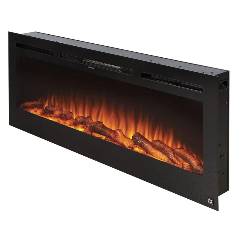 Sideline 50" Black Recessed Wall Mount Electric Fireplace