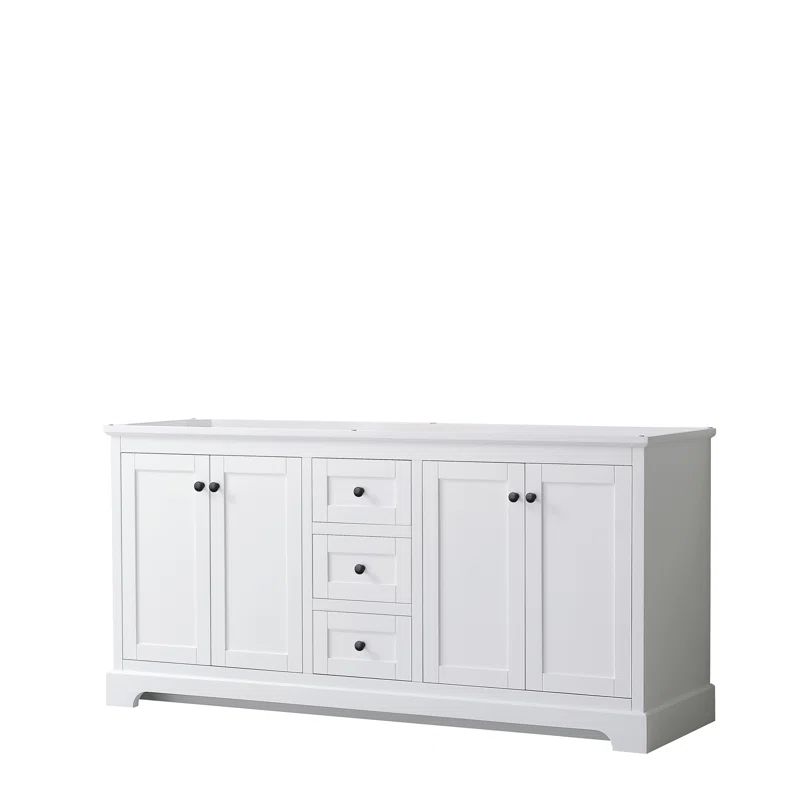 Avery 72" White Double Freestanding Vanity with Matte Black Hardware