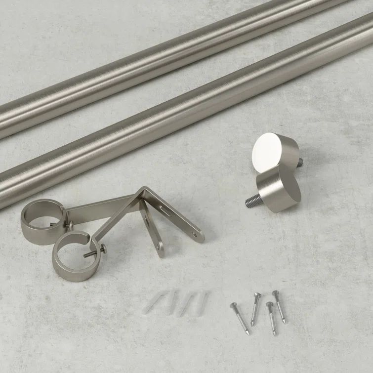 Nickel 180" Adjustable Curtain Rod with Finials