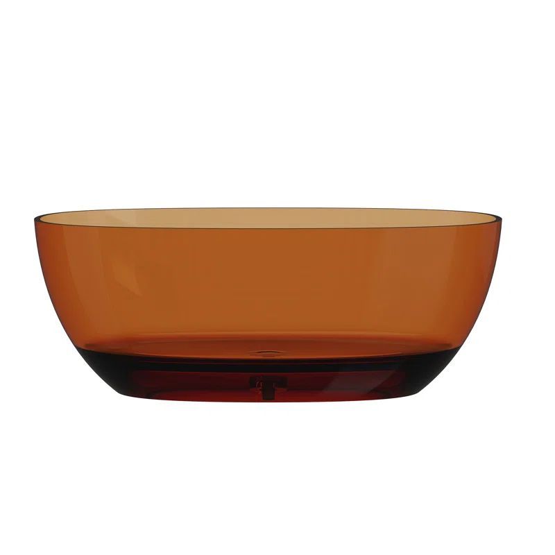 59'' Coffee Transparent Resin Freestanding Soaking Bathtub