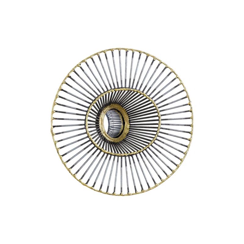 12" Round Bronze & Gold Tilt-A-Wire Wall Mirror
