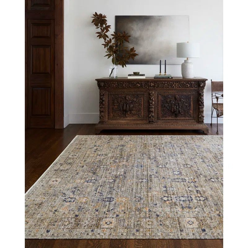 Margaret Gray and Taupe Synthetic Washable Rectangular Area Rug