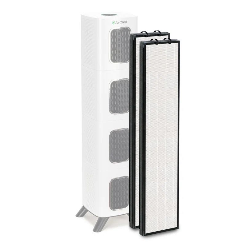 Compact White and Gray Air Purifier with Replacement Filters