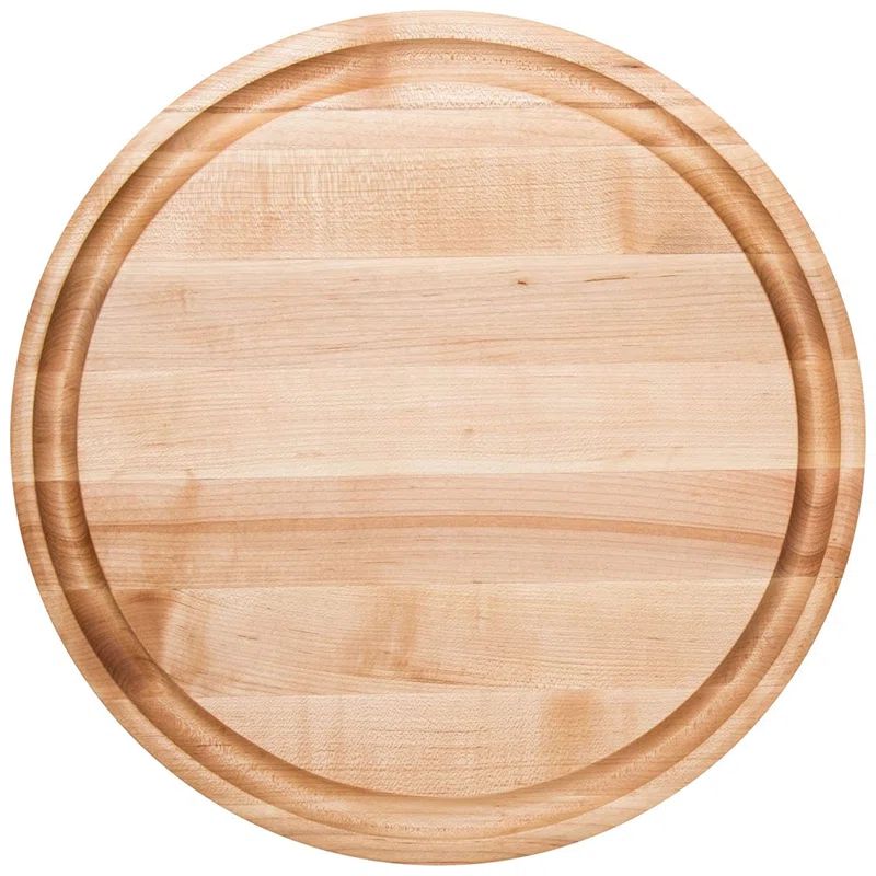 Maple Wood Round Cutting Board with Juice Groove, 15" Diameter