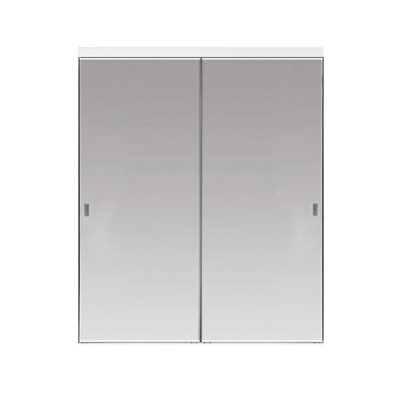 White Mirrored Glass Smooth Prefinished Sliding Closet Door, 72x80 inches