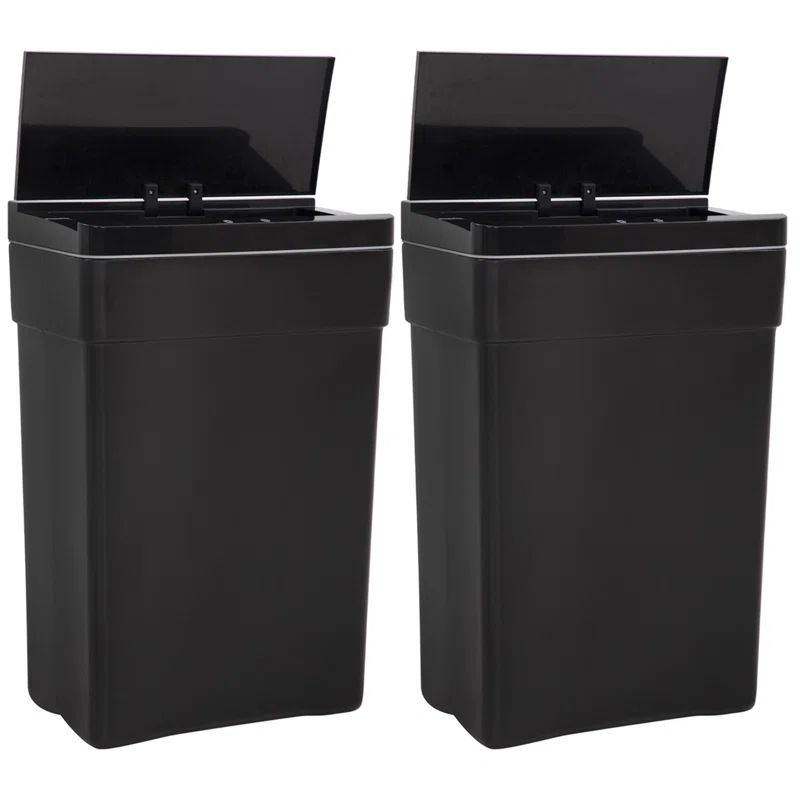 Black Glossy Plastic Motion Sensor Trash Can - 13 Gallons