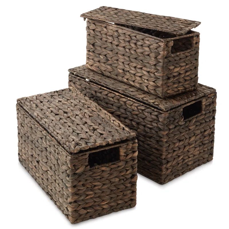 Espresso Rectangular Seagrass Storage Baskets Set of 3