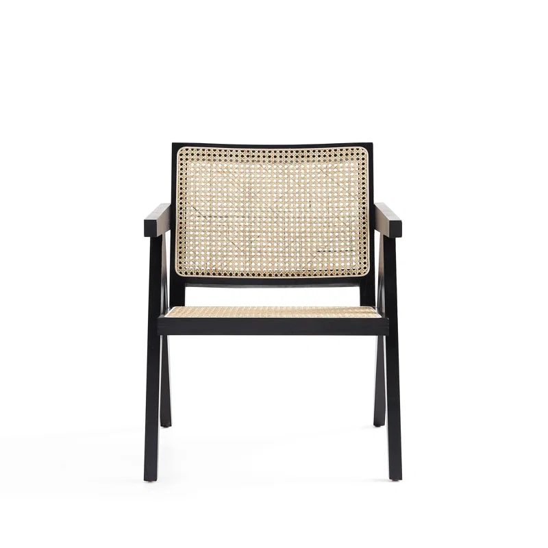 Hamlet Black and Natural Cane Wood Accent Armchair