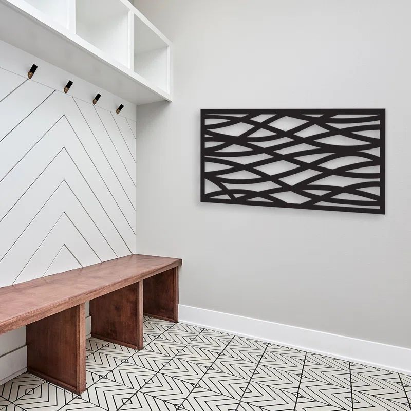 Black Polyethylene Wave Decorative Privacy Screen Panel