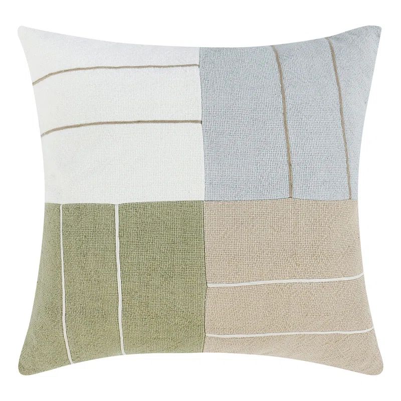 Niya Multicolor Embroidered Linen Blend Square Throw Pillow