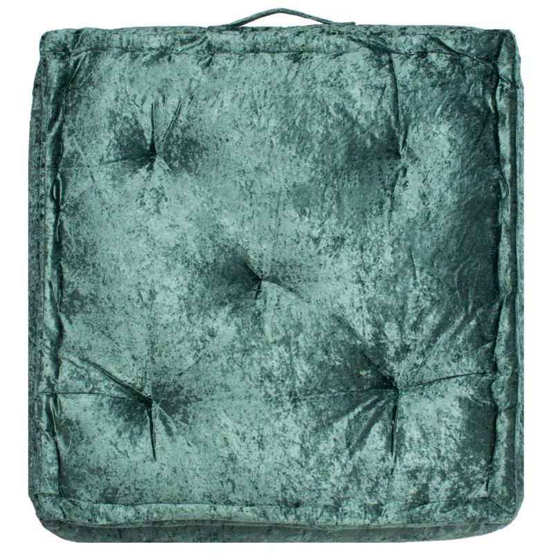 Belia Green Polyester Square Floor Pillow Set