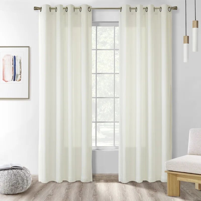 Ivory 108" Room-Darkening Polyester Grommet Curtain Panel