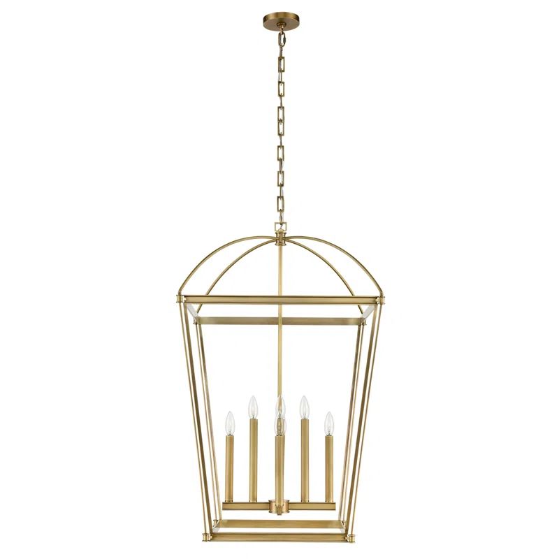 Vintage Brass 8-Light Globe Lantern Chandelier