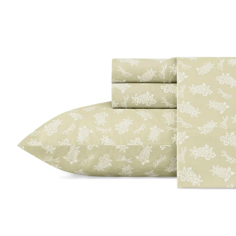King Sage Cotton Percale Tropical Print Sheet Set