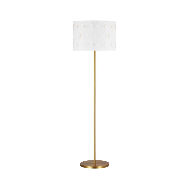 Dottie Burnished Brass Floor Lamp with White Linen Shade