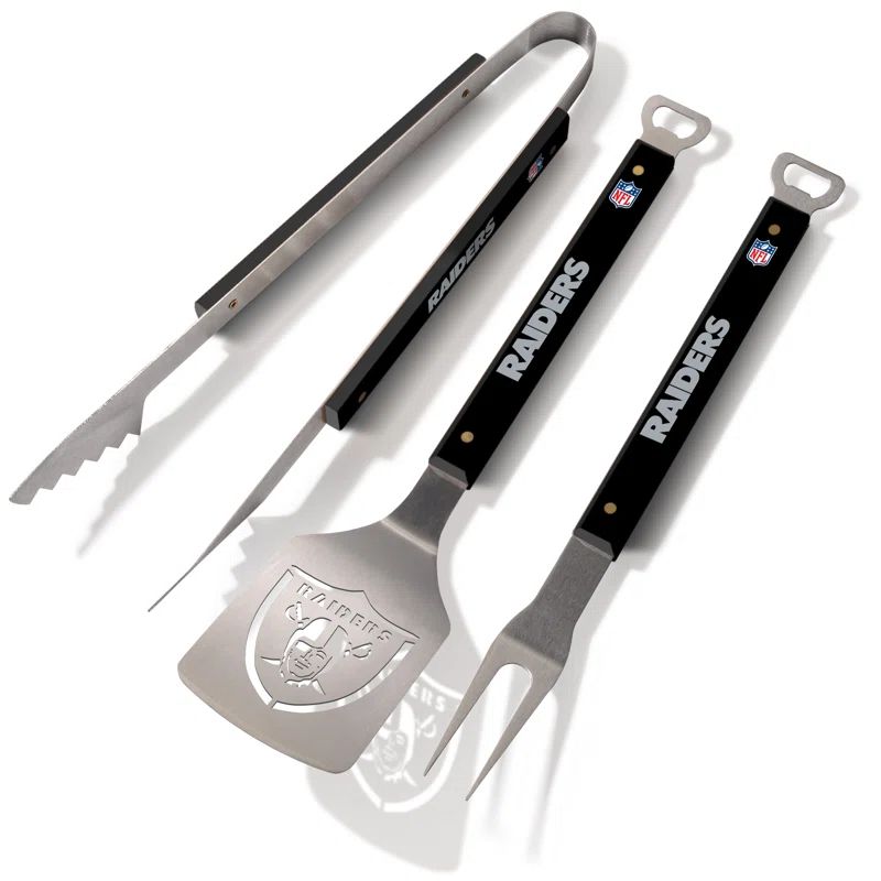 Las Vegas Raiders Black Stainless Steel BBQ Tool Set