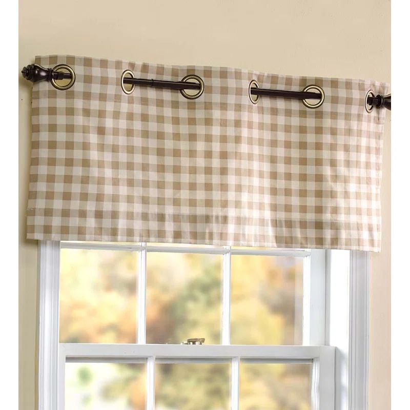 Wheat Plaid Cotton Blend Grommet Top Window Valance
