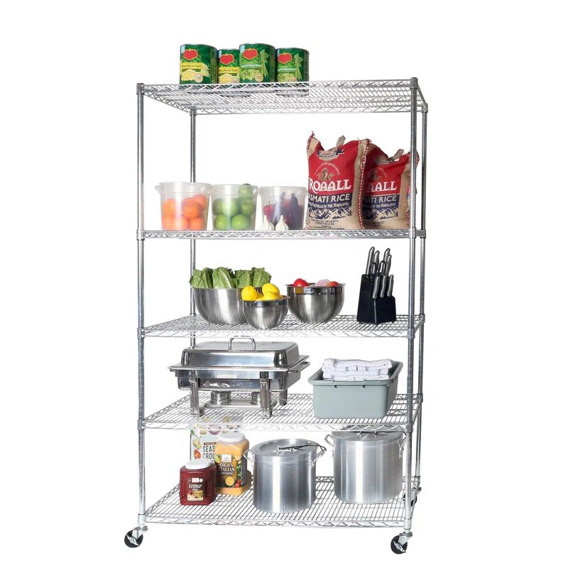 UltraDurable 5-Tier Chrome Steel Wire Shelving, 48" x 24" x 72"