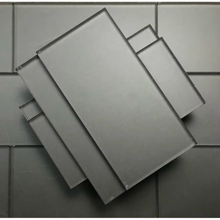 Eternal Royal Gray Frosted Glass Subway Kitchen Wall Tile