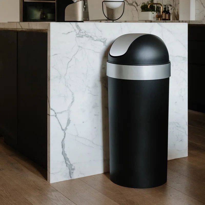 Umbra Black and Silver 16-Gallon Swing-Top Trash Can