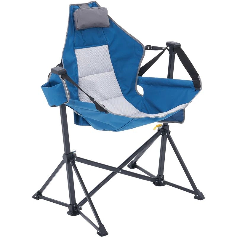 Blue Mesh and Steel Reclining Camping Hammock Chair