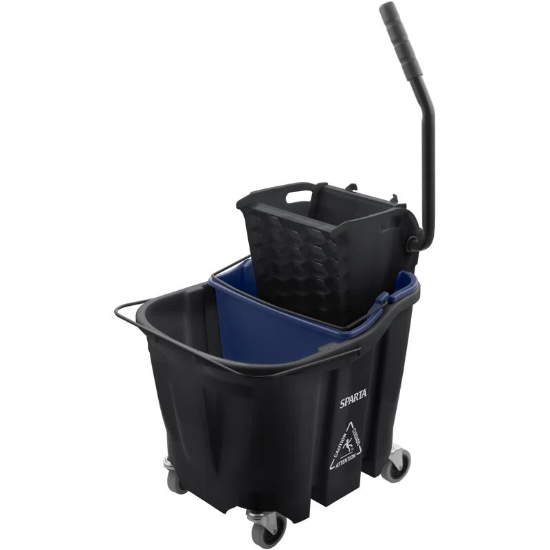 Black Polypropylene Mop Bucket Set with Side Press Wringer
