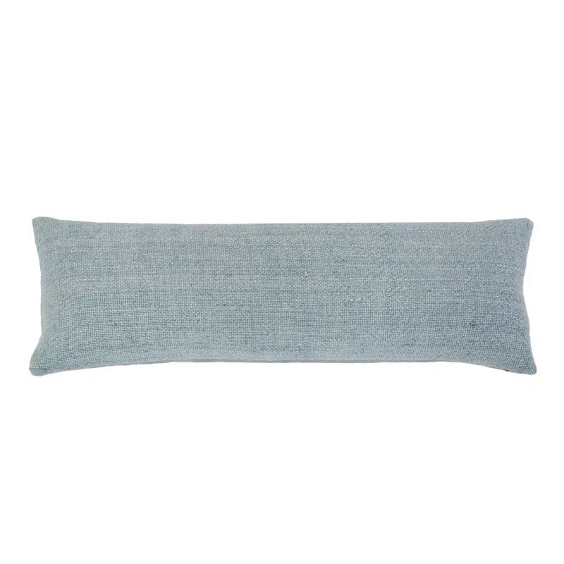 Sky Blue Rectangular Linen Cotton Blend Throw Pillow